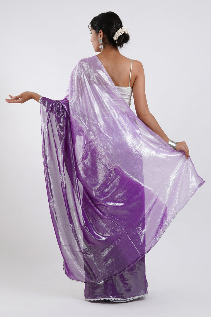 Teejh Kaalki Purple Shimmer Chiffon Saree