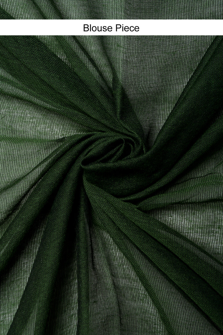 Teejh Gusto Green Mulmul cotton Saree with Blouse Piece