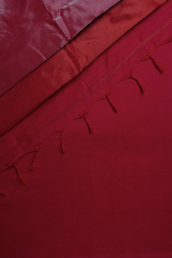 Teejh Pink Punch Hand-Woven Cotton Tissue Saree with Blouse Piece