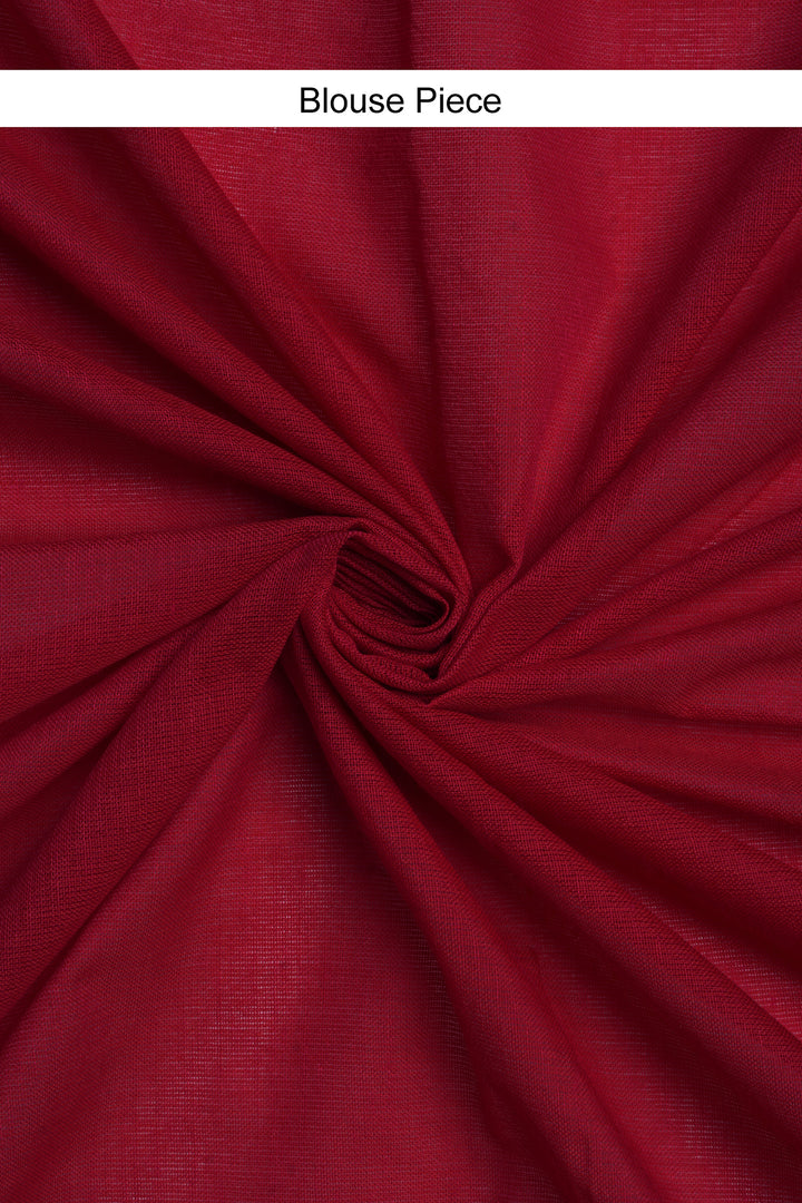 Teejh Pink Punch Hand-Woven Cotton Tissue Saree with Blouse Piece