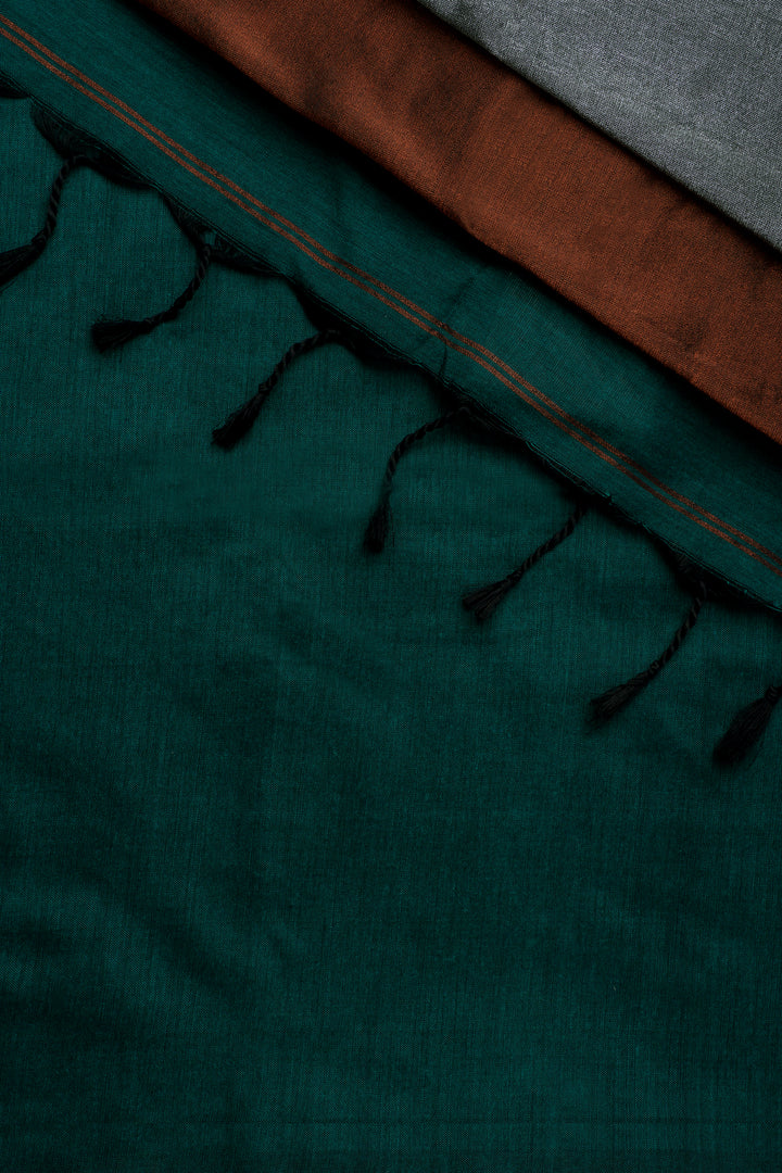 Teejh Mystical Green Hand Woven Cotton Tissue Saree with Blouse Piece