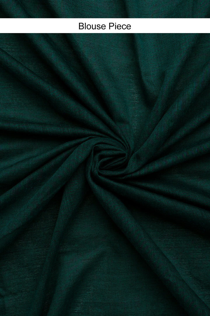 Teejh Mystical Green Hand Woven Cotton Tissue Saree with Blouse Piece