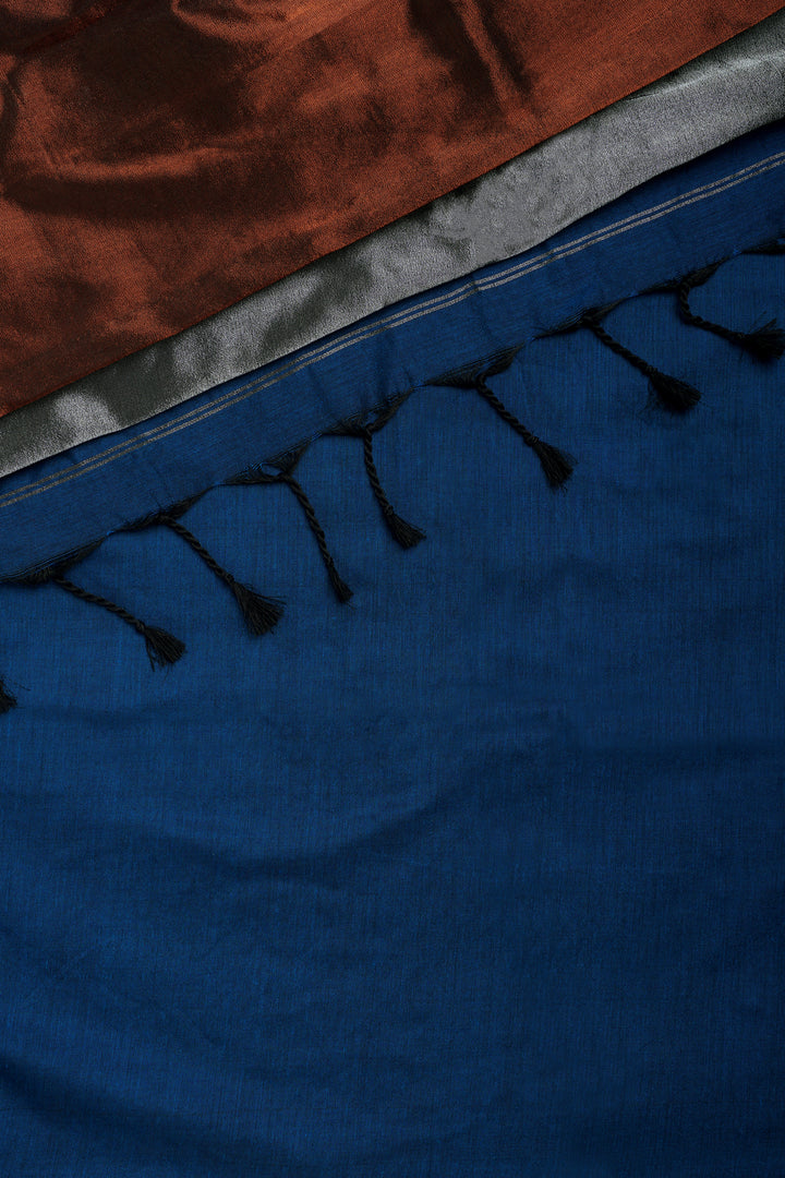 Teejh Inara Blue Hand Woven Cotton Tissue Weaving Saree with Blouse Piece