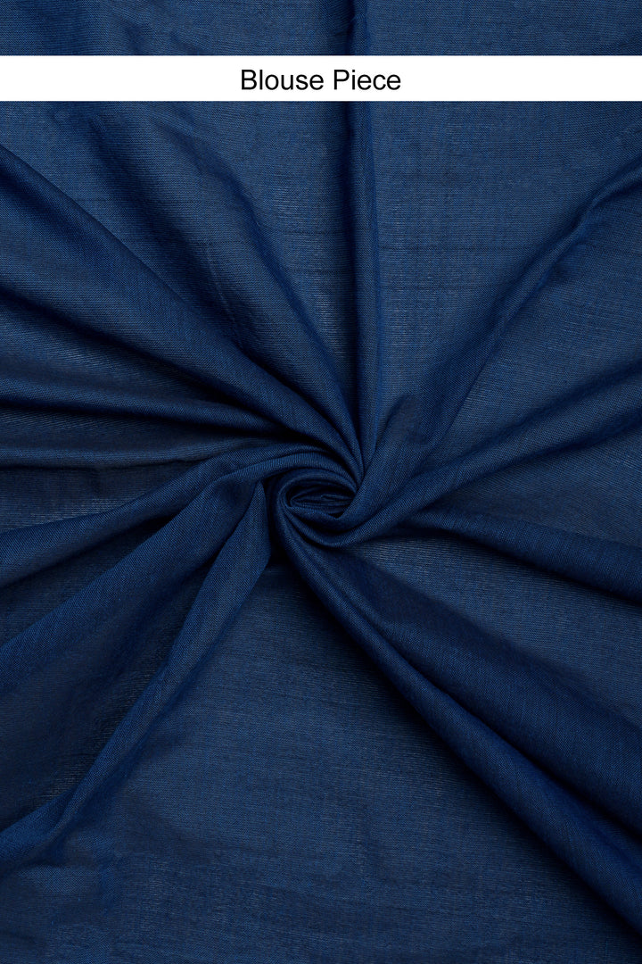 Teejh Inara Blue Hand Woven Cotton Tissue Weaving Saree with Blouse Piece
