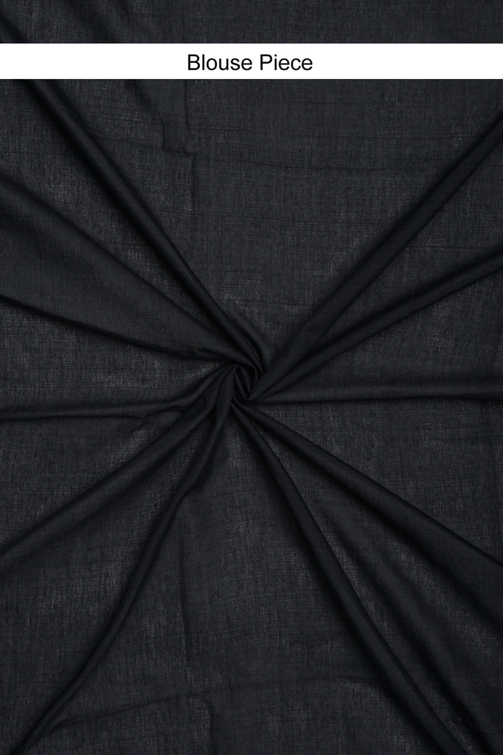 Teejh Dusk and Dawn Black Hand Woven Cotton Tissue  Saree with Blouse Piece