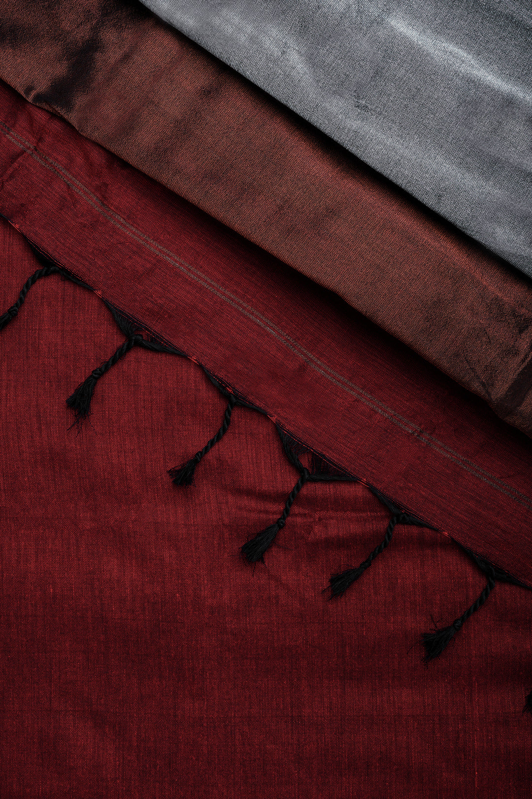 Teejh Urja Maroon Hand Woven Cotton Tissue  Saree with Blouse Piece