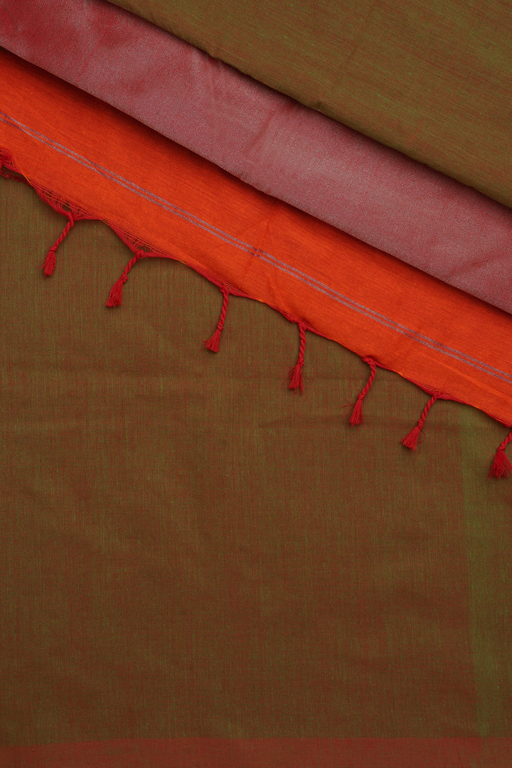 Teejh Lush Meadows Moss Green Hand Woven Tissue  Saree With Blouse Piece