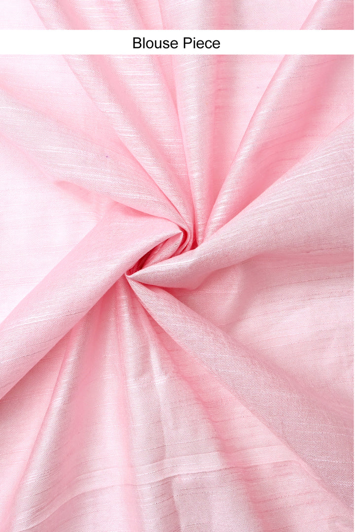 Teejh Keya Pink Pure Silk Linen Saree With Blouse Piece