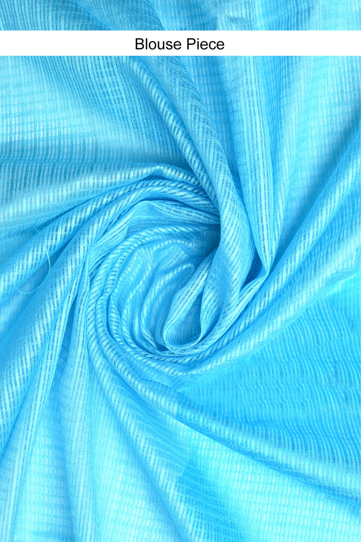 Teejh Khula Aasmaan Blue Kota Floral Saree with Blouse piece