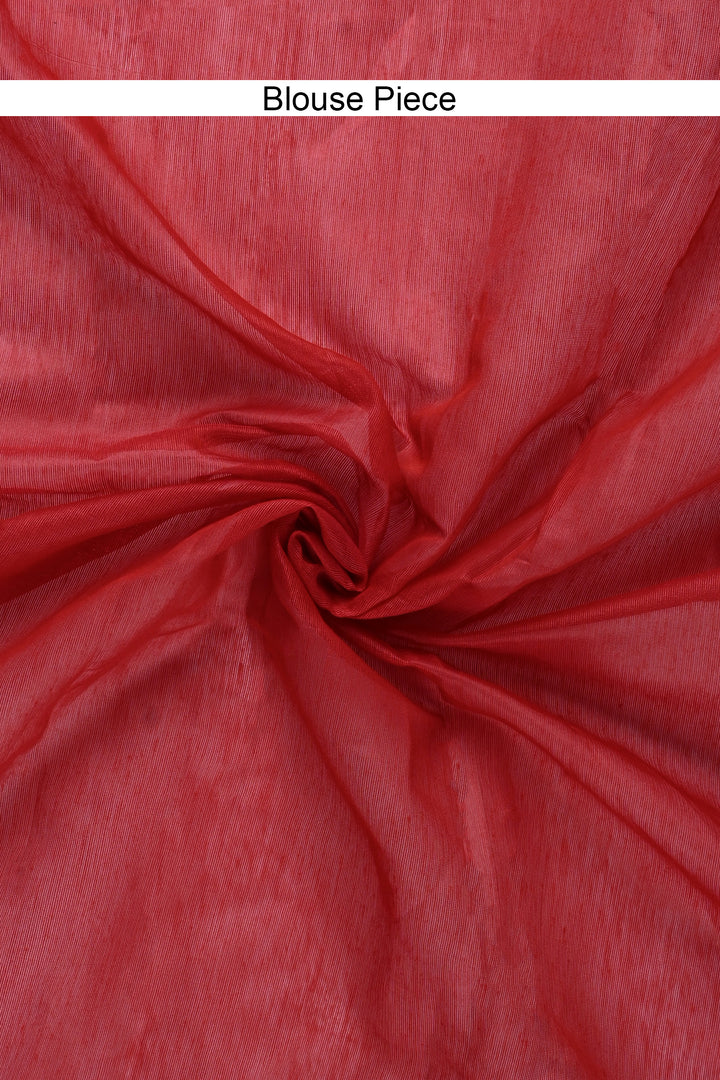 Teejh Taaki Red Linen Soft Cotton Ready to Drape Saree