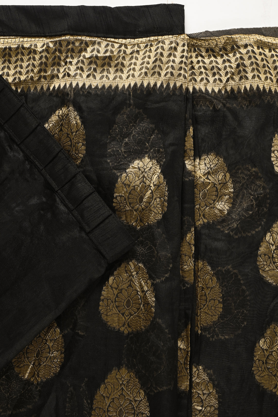 Teejh Kalmah Black Soft Cotton Silk Ready to Drape Saree
