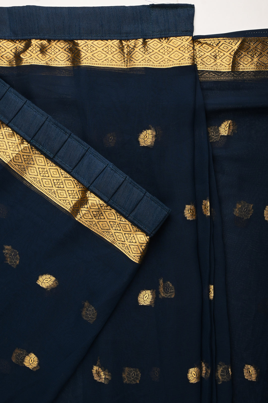 Teejh Samaro Navy Blue Georgette Ready to Drape Saree