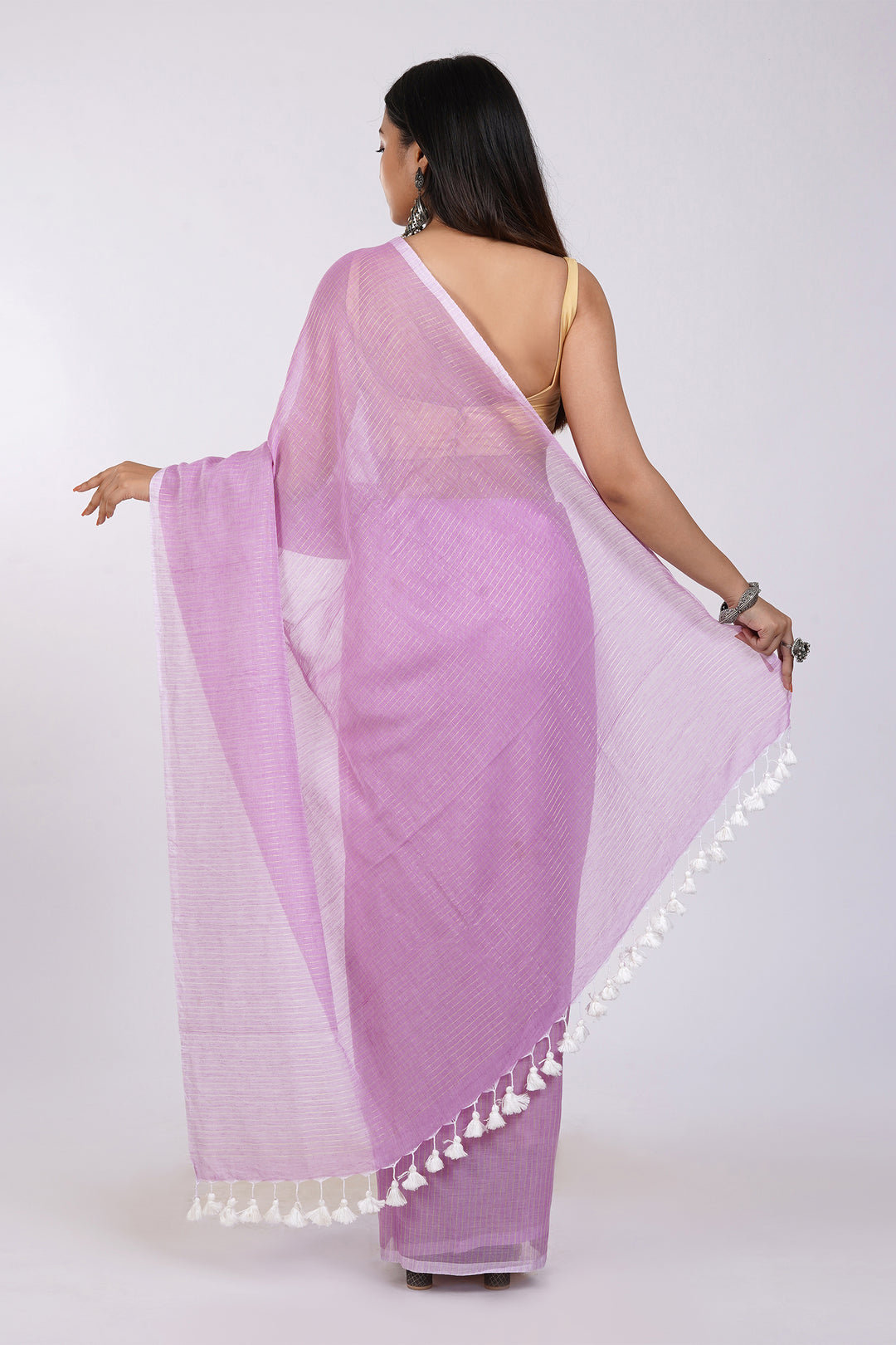 Teejh Leya Onion Pink Cotton Zari Saree