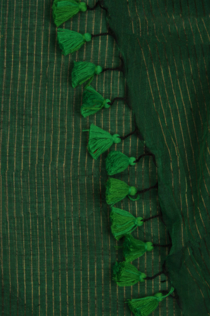 Teejh Leya Green Cotton Zari Saree