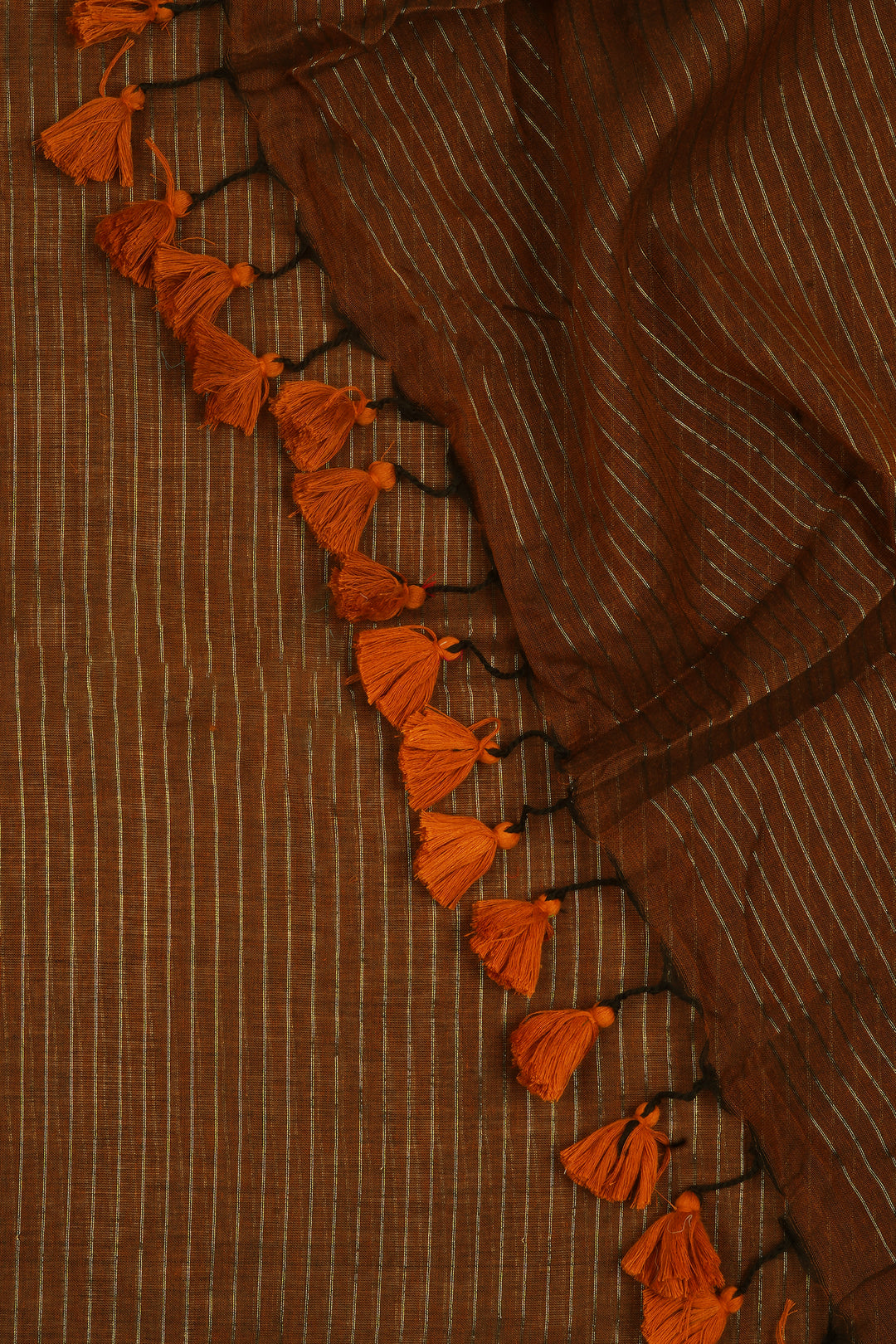 Teejh Leya Brown Cotton Zari Saree