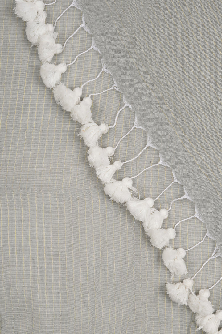 Teejh Leya Light Grey Cotton Zari Saree