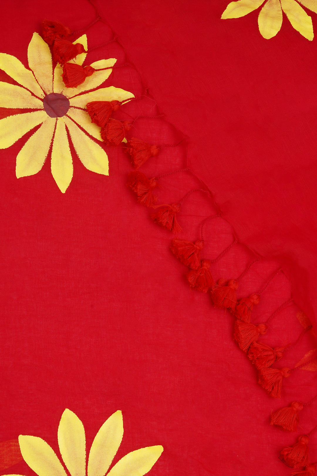 Teejh Kusuma Red Mul Cotton Printed Saree