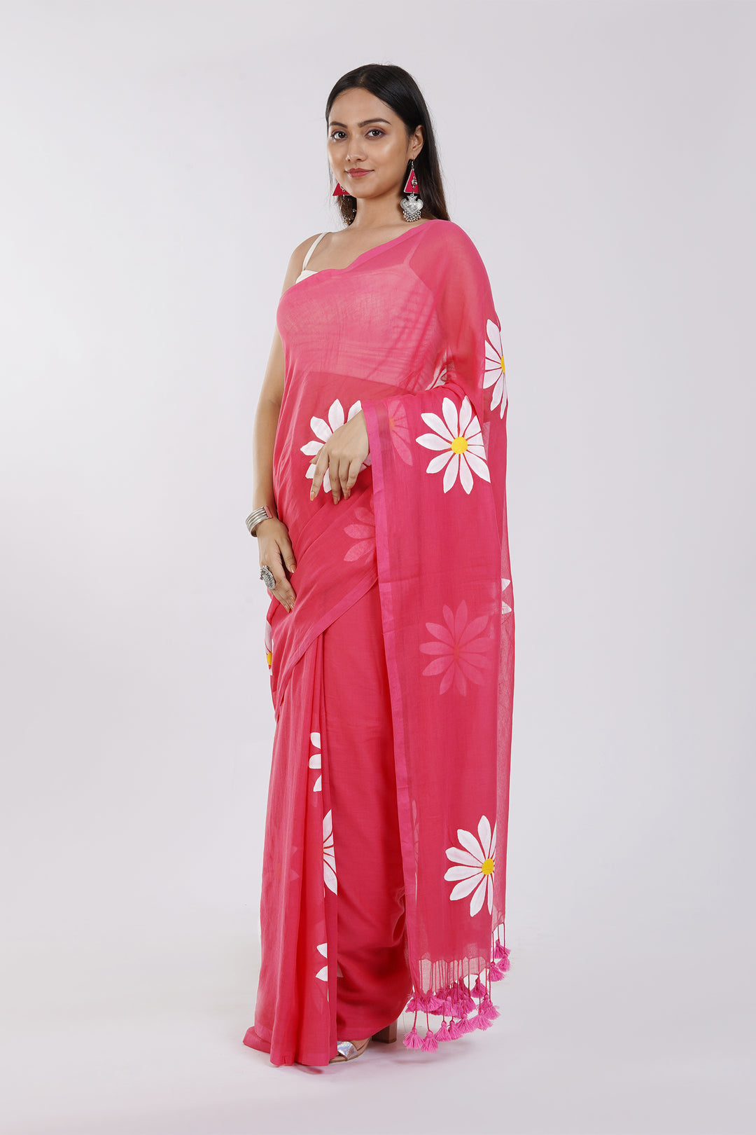 Teejh Kusuma Dark Pink Mul Cotton Printed Saree