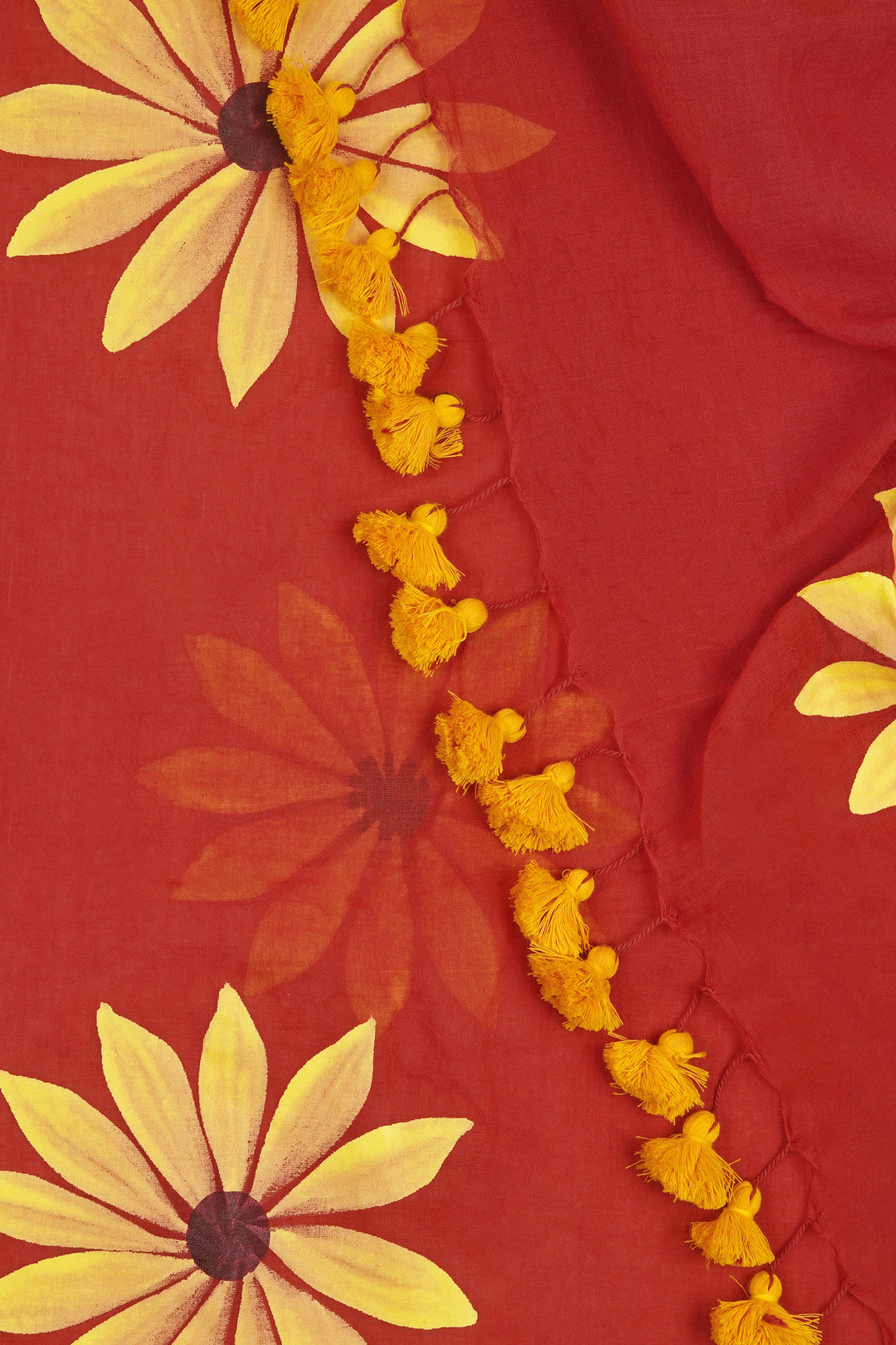 Teejh Kusuma Rust Orange Mul Cotton Printed Saree