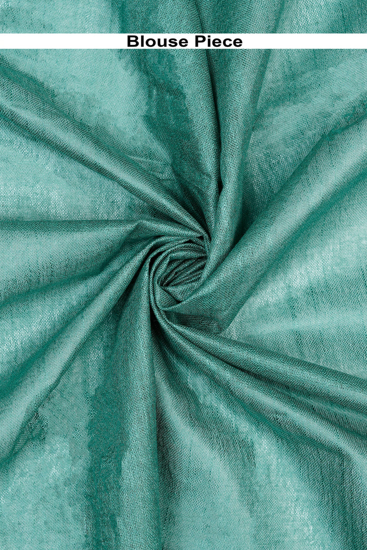 Teejh Kaya Dark Green Zari Linen Saree
