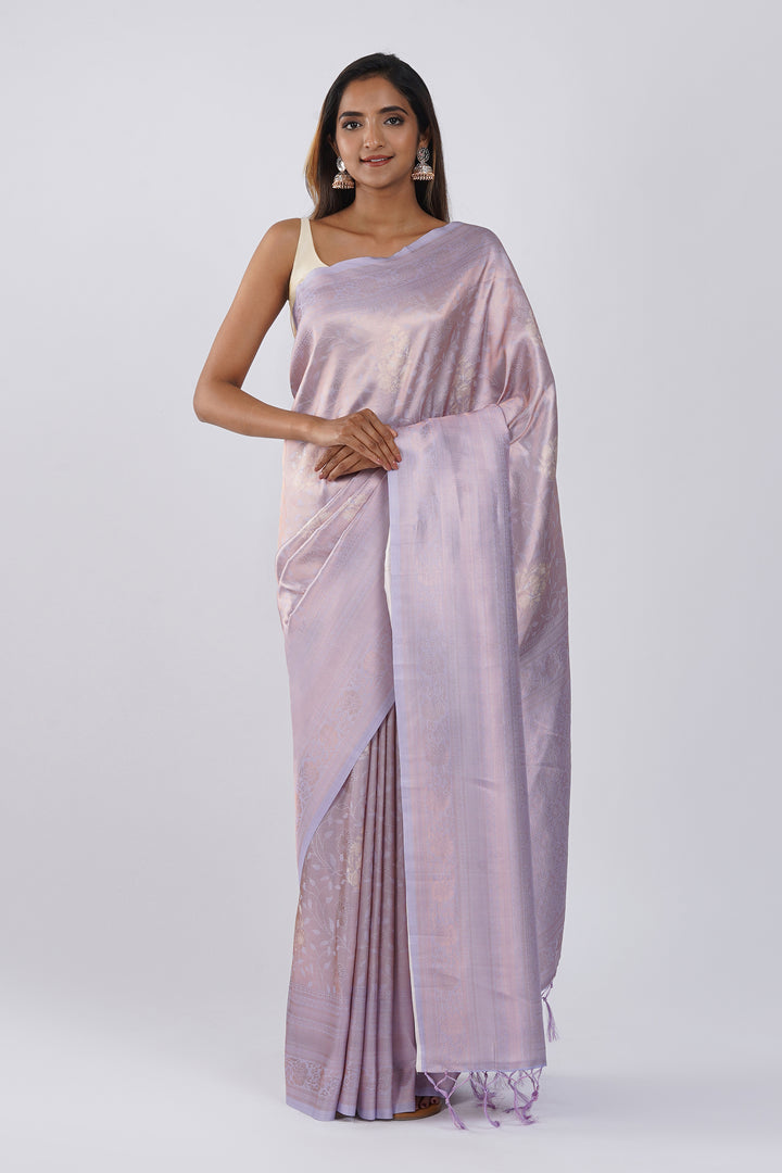 Teejh Suwarna Purple Soft Silk Zari Saree