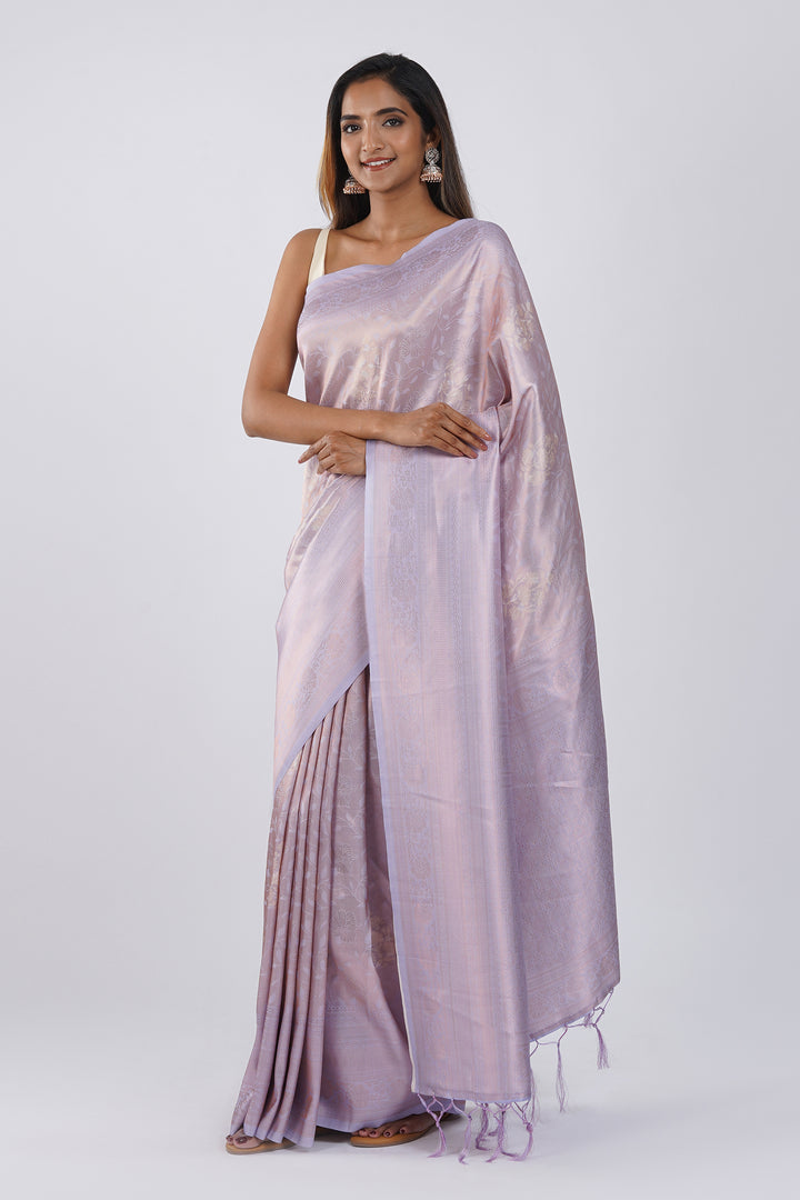 Teejh Suwarna Purple Soft Silk Zari Saree