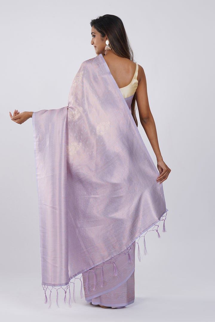 Teejh Suwarna Purple Soft Silk Zari Saree