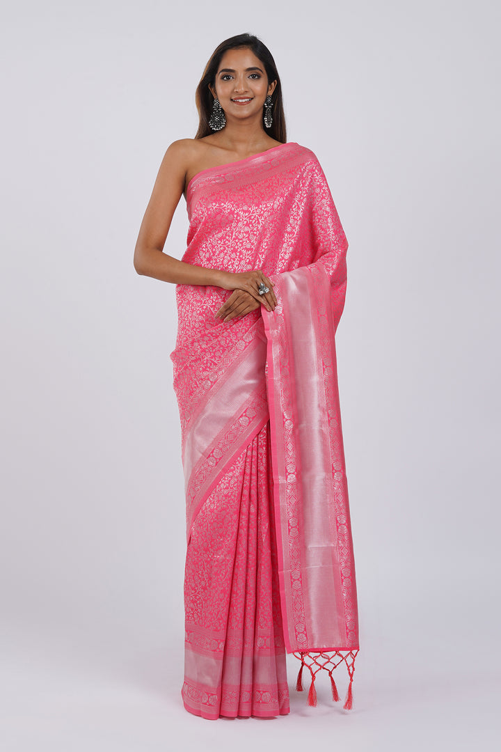 Teejh Aiassa Pink Cotton Silk Saree
