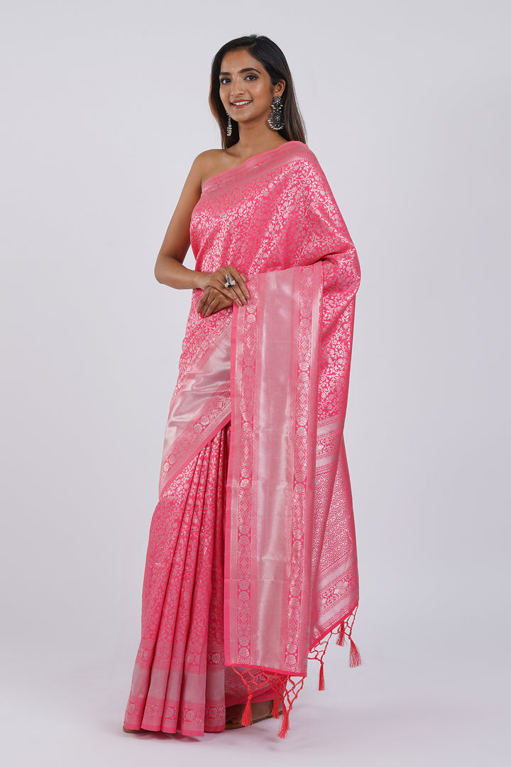 Teejh Aiassa Pink Cotton Silk Saree