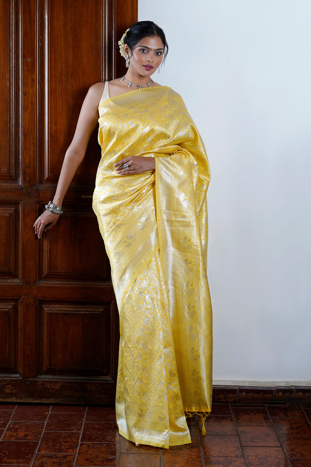 Teejh Aiassa Yellow Cotton Silk Saree