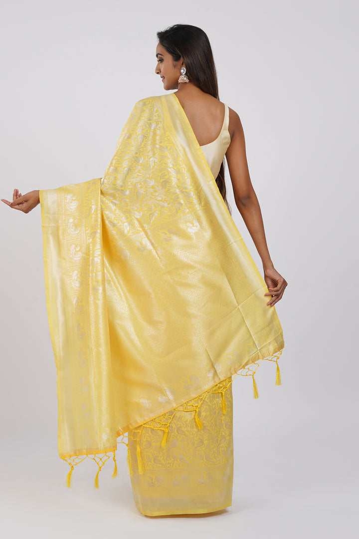 Teejh Aiassa Yellow Cotton Silk Saree