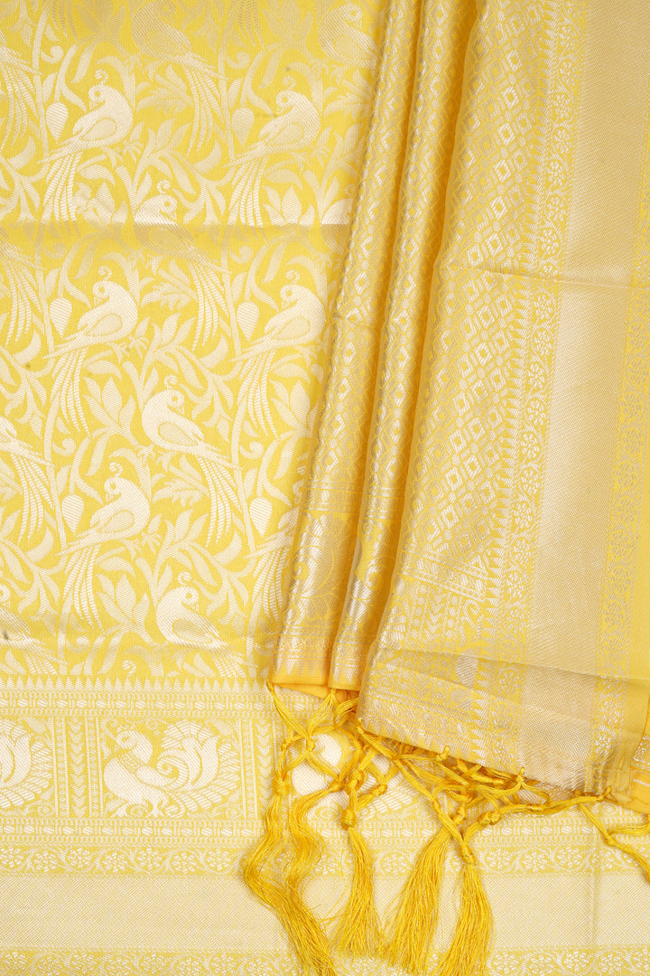 Teejh Aiassa Yellow Cotton Silk Saree