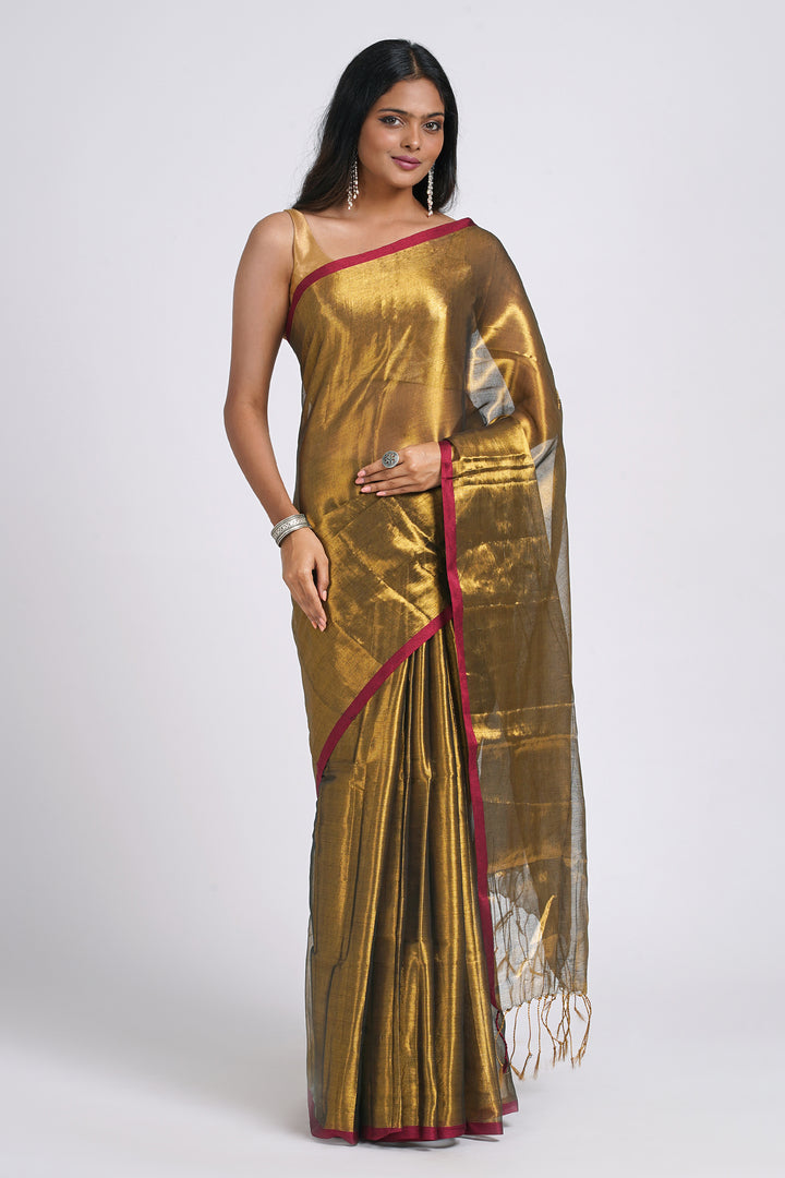 Teejh Hiraadiya Copper Organic Tissue Silk Saree