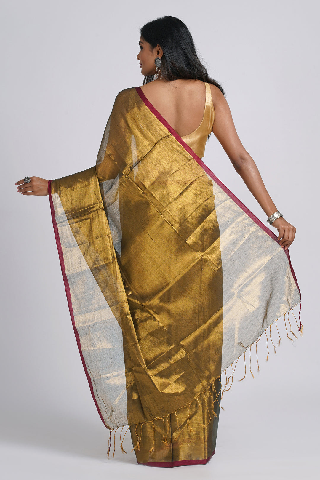 Teejh Hiraadiya Copper Organic Tissue Silk Saree