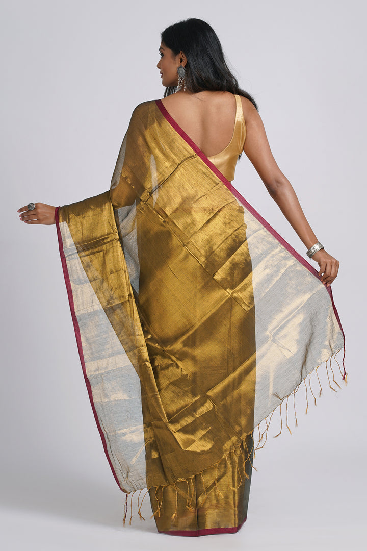 Teejh Hiraadiya Copper Organic Tissue Silk Saree