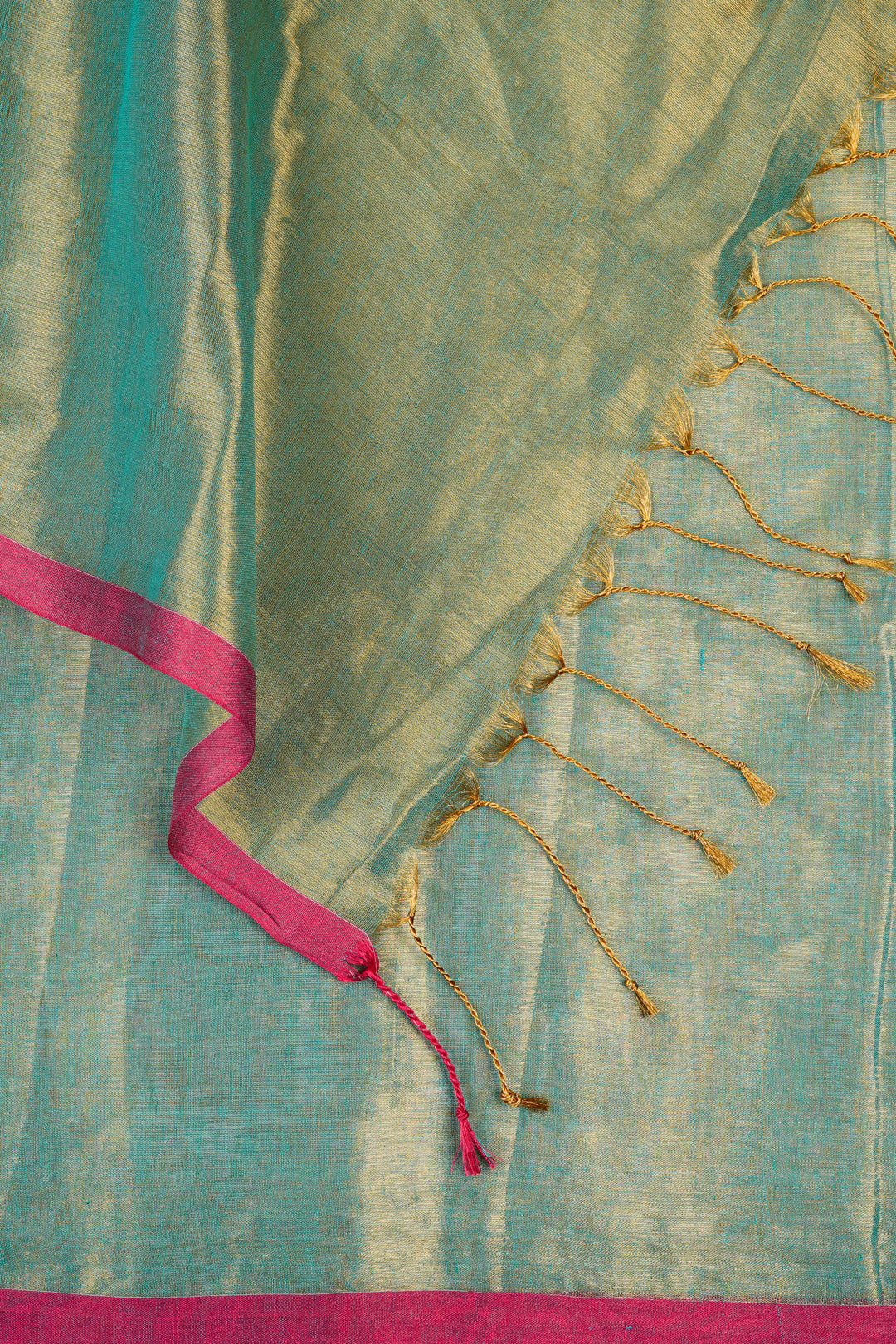 Teejh Idayini Turquoise Organic Tissue Silk Saree