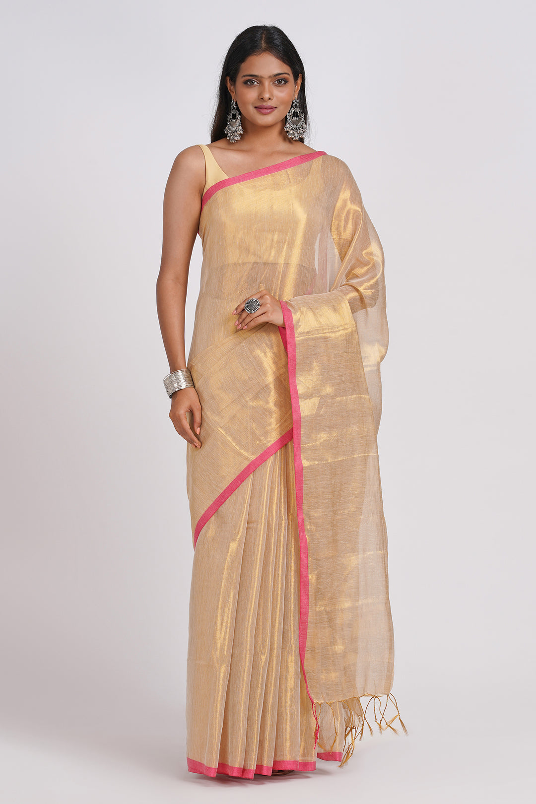 Teejh Idayini Off White Organic Tissue Silk Saree