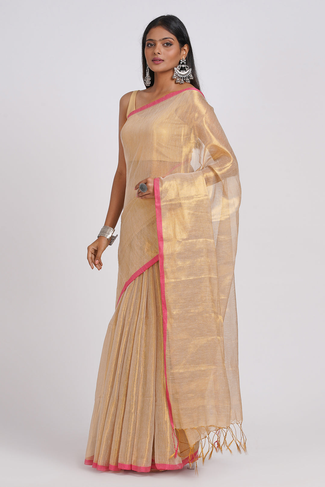 Teejh Idayini Off White Organic Tissue Silk Saree