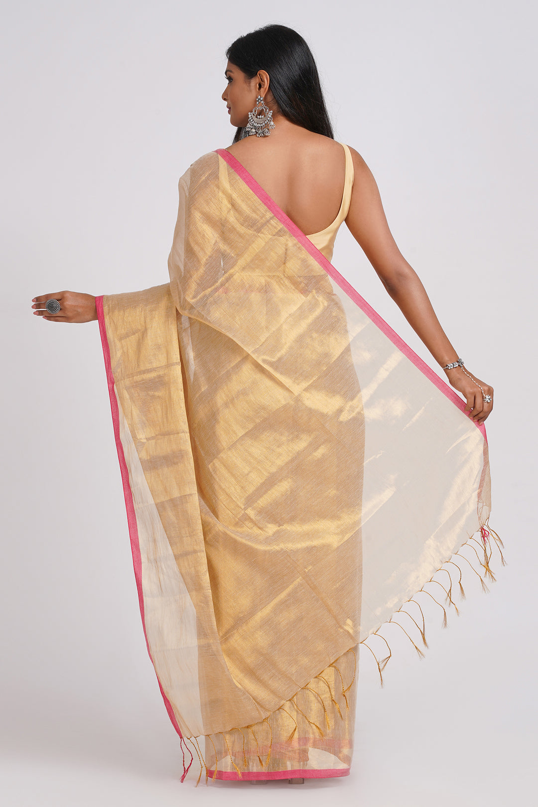 Teejh Idayini Off White Organic Tissue Silk Saree