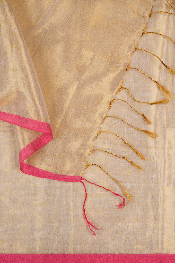 Teejh Idayini Off White Organic Tissue Silk Saree