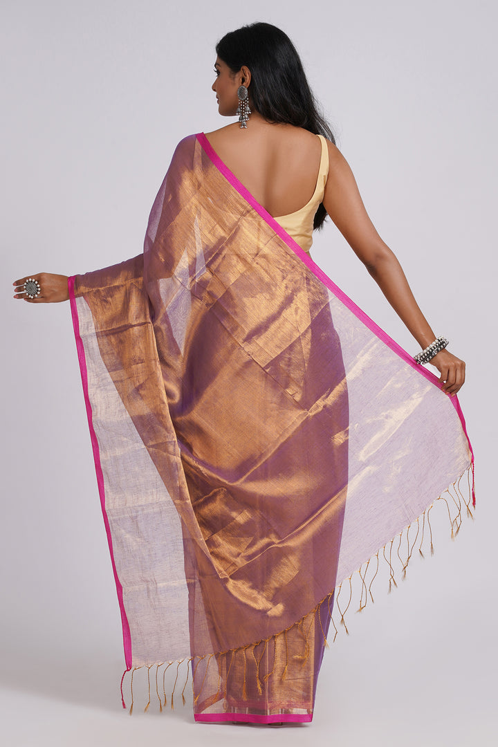 Teejh Idayini Purple Organic Tissue Silk Saree