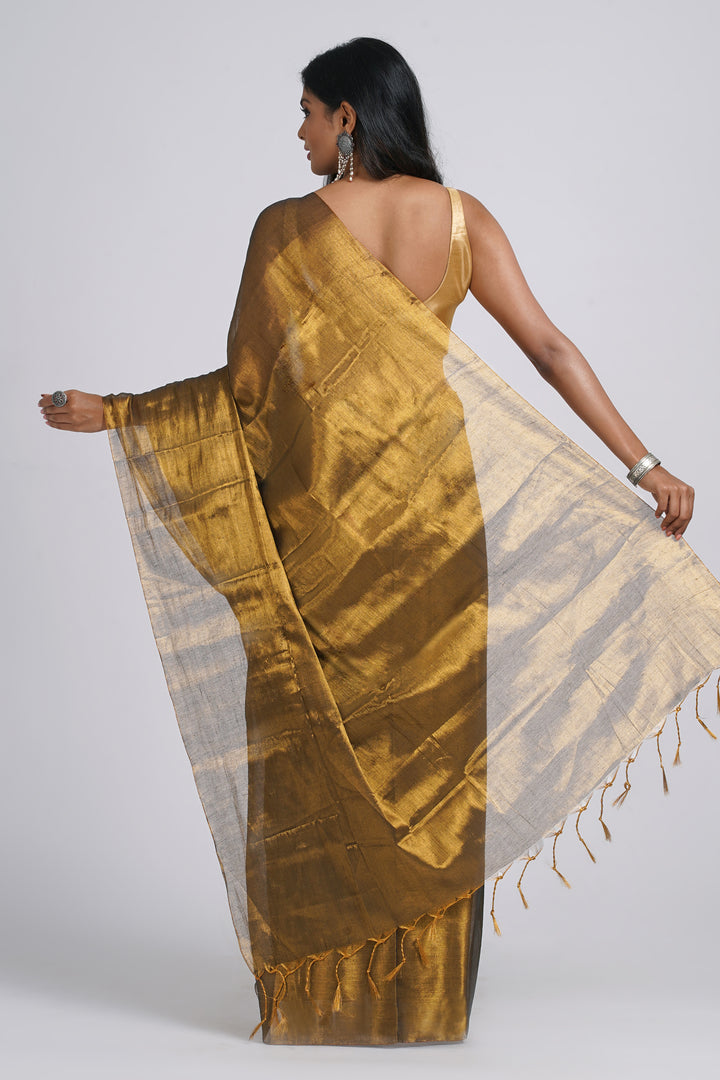 Teejh Trishika Golden Tissue Saree