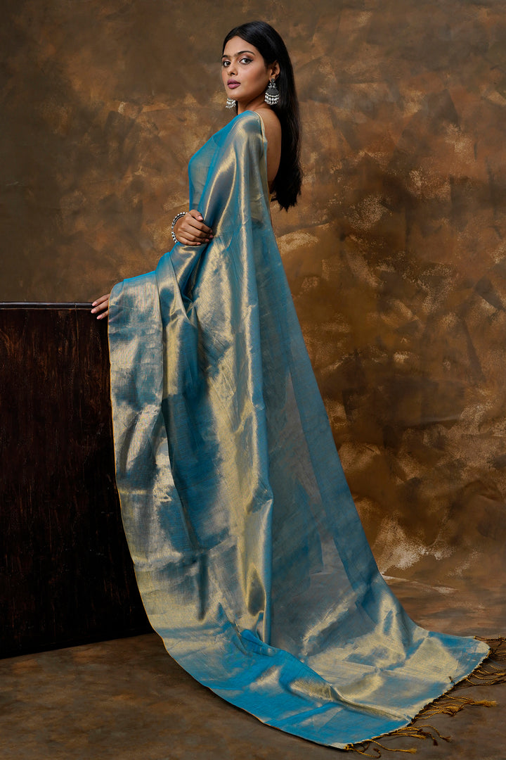 Teejh Trishika Blue Tissue Saree