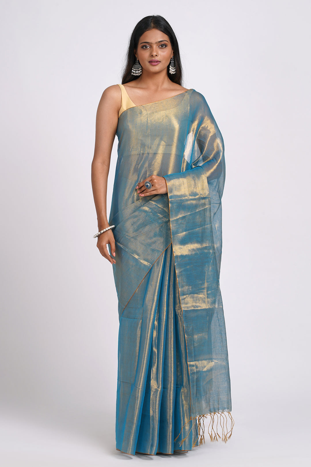 Teejh Trishika Blue Tissue Saree