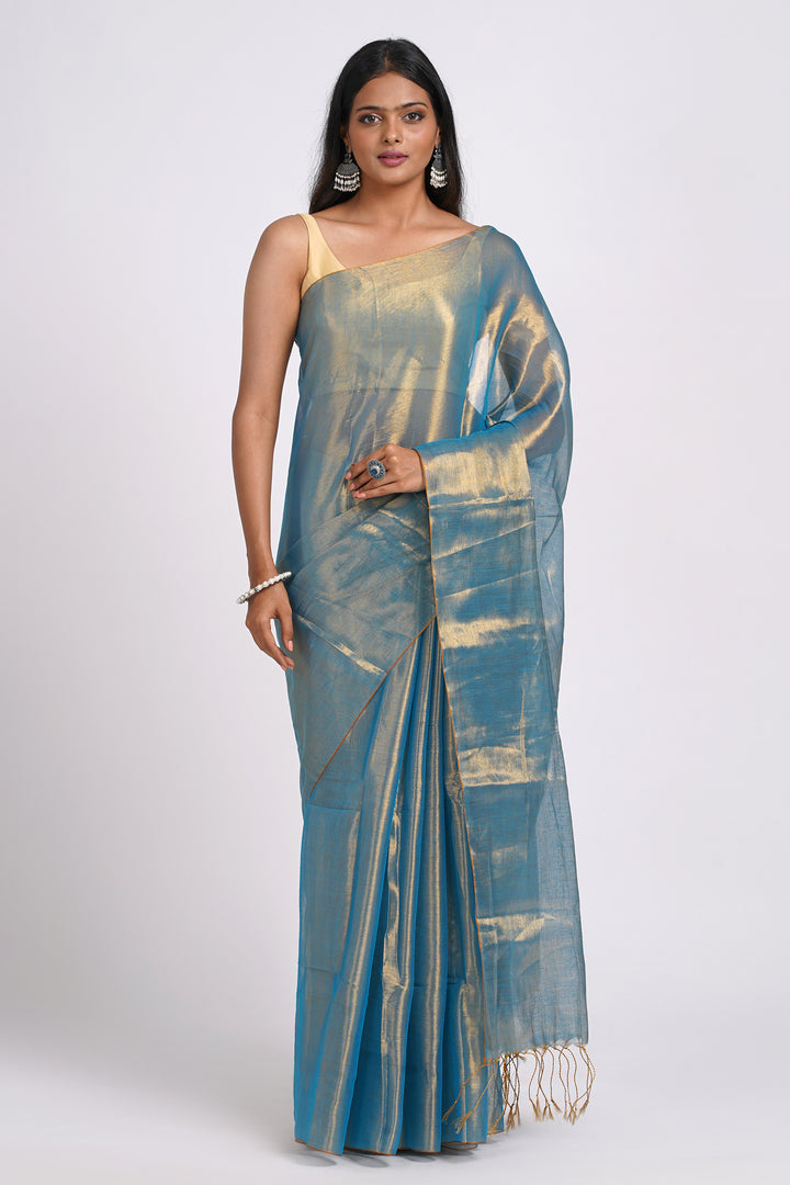 Teejh Trishika Blue Tissue Saree