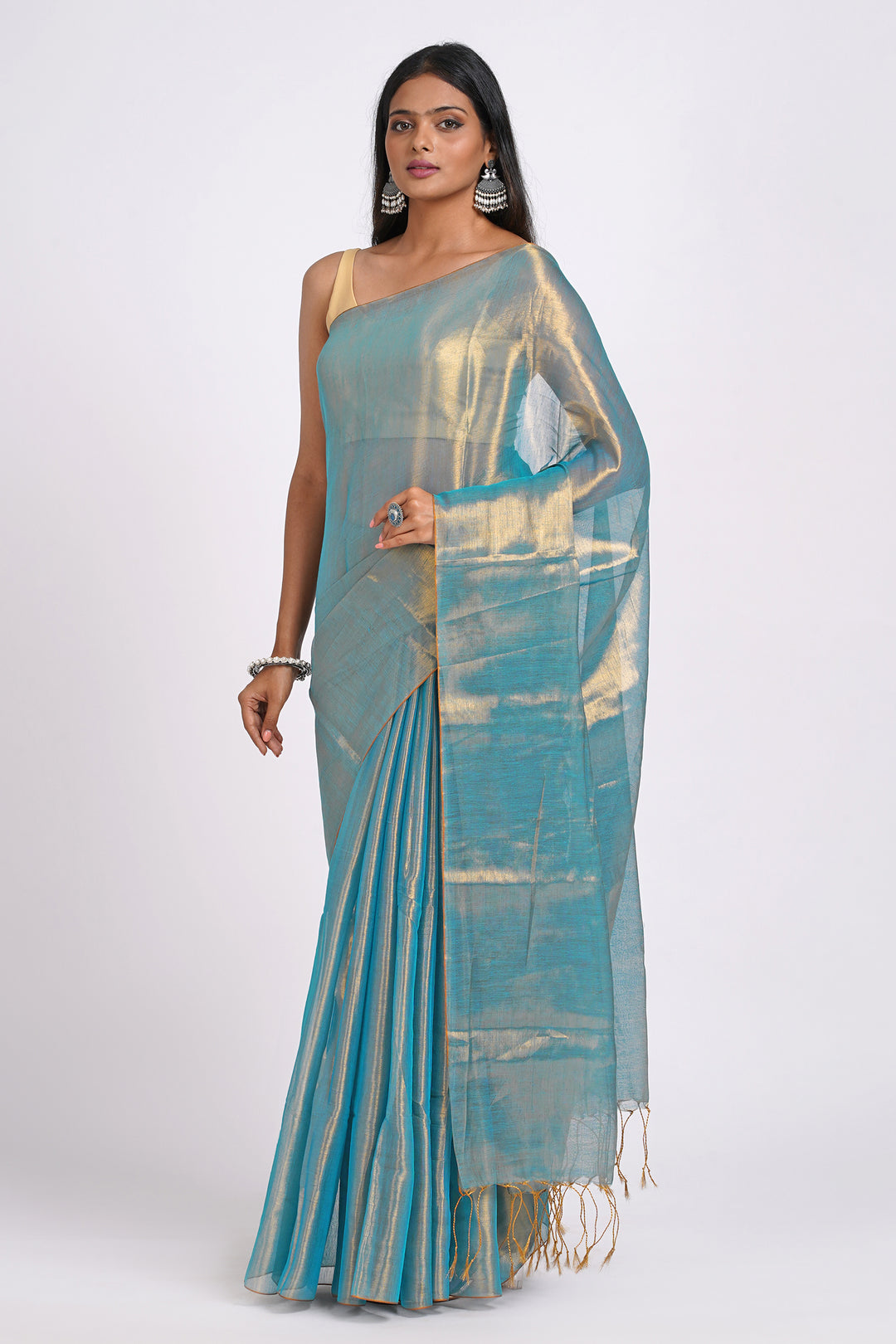 Teejh Trishika Blue Tissue Saree