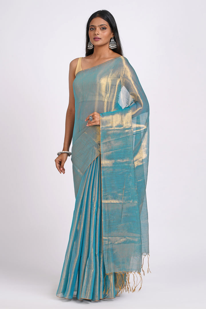 Teejh Trishika Blue Tissue Saree