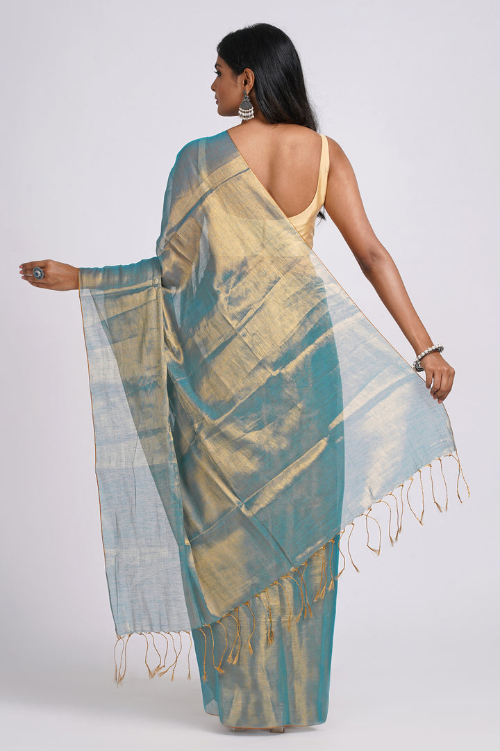 Teejh Trishika Blue Tissue Saree