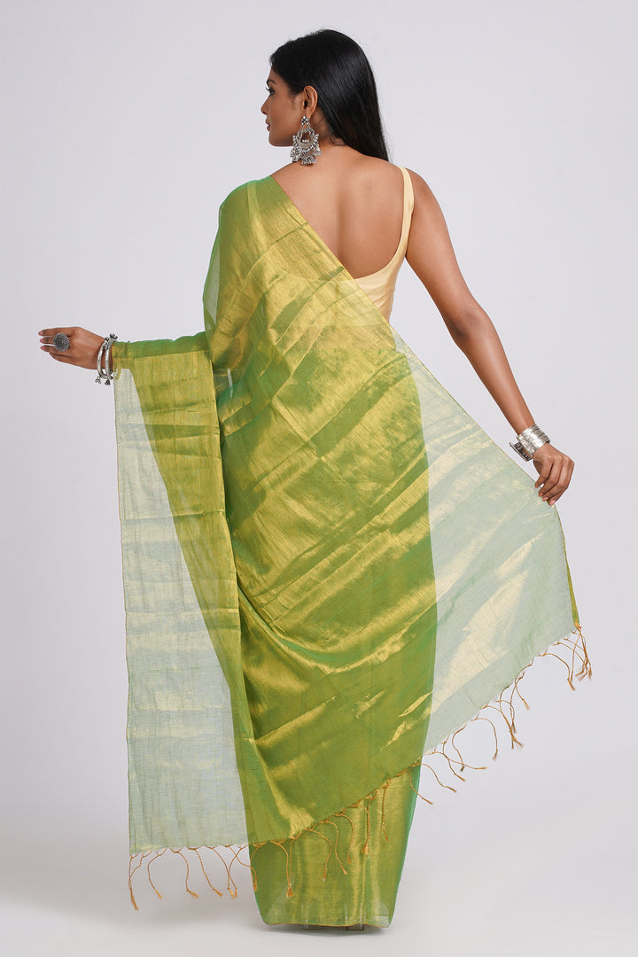 Teejh Trishika Green Tissue Saree