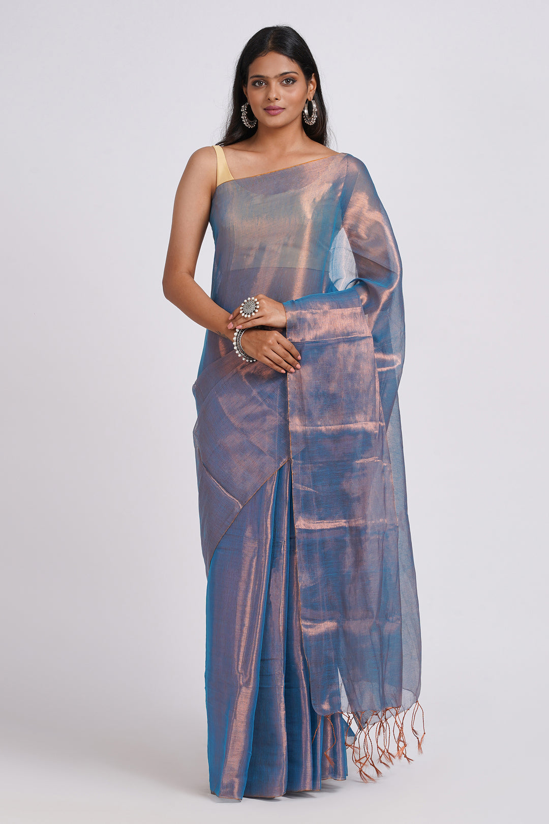 Teejh Trishika Dark Blue Tissue Saree